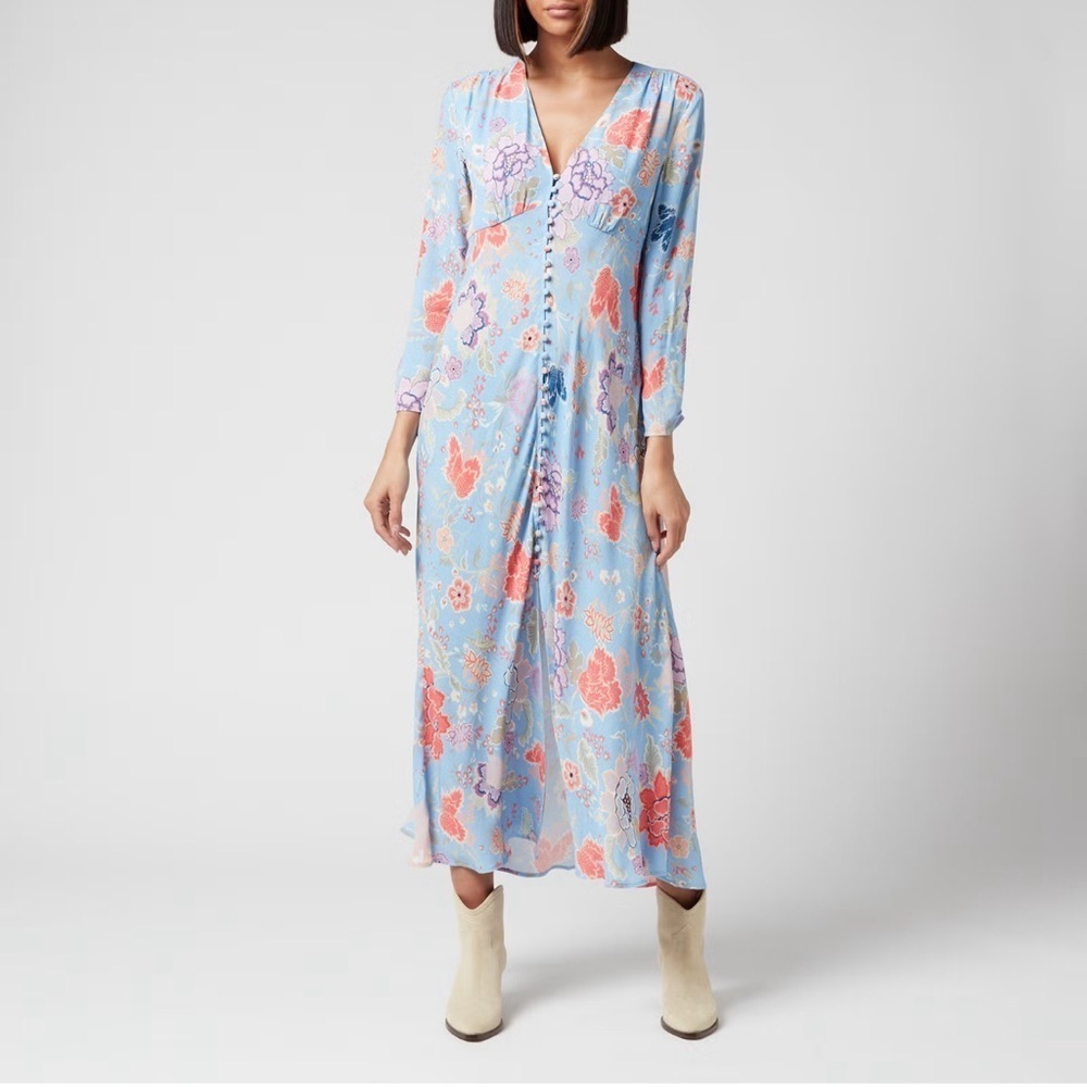 Rixo Katie Long Sleeve Floral Dress M